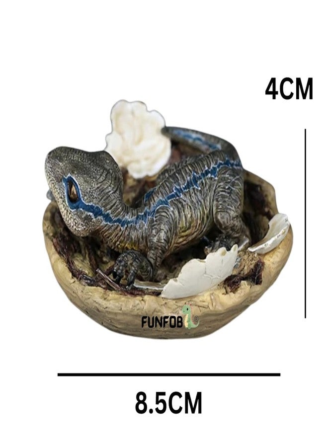 FUNFOB Baby Dinosaur Toy Figures Height -8.5cm Dinosaur Figure PVC Multicolour | Blue Stripe Dino in Shell - Image 3